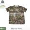 Custom-made merino wool camouflage t- shirt ,printed merino wool t-shirt