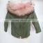 Myfur Cute Girls Green Cotton Parka with Real Fur Hooded Wholesale Kids Parka Jacket