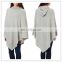 Classical Gray Jersey long sleeve Solid Ladies Hood Poncho