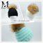CC Beanie Hat With Real Raccoon Fur Bobble Customized Kids Hats Children Beanie