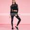 2 Piece Set Women Sport Suit Crop Top&pants Female Leggings Mesh Clothes