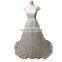 2018 New Design Exquisite White Sleeveless Floor Length Ball Gown Beaded Jewel Ruffle Lace Zipper Women Prom Dress