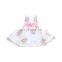 Princess white dress with floral printed and bow wholesale price cheap dress
