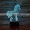 Unicorn 3D visual illusion light transparent acrylic night light LED light 7 color change touch table lamp children lamp