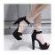 ladies fancy unique design sexy high chunky heels open toe back zip platform sandals shoes
