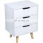 Nordic vintage solid wood nightstand bedroom end table side nightstand with 3 drawer