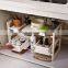 Foldable 2 tier multifunctional expandable adjustable home organization kitchen spice rack plastic storage racks with drawer