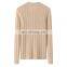Women's Casual Solid Pattern Knit Crew Neck Pullover Winter Ribbed Cashmere Sweater with Button Decoration OEM Service Available