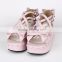 Beauty sweet purple bow flat heel lace cross Lolita pu shoes for girls                        
                                                Quality Choice