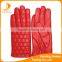 2016 China red Ladies leather gloves Circular embroidery patterns lining two tone gloves