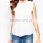 knit curve bottom sleeveless casual blouse for women OEM service