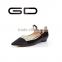 Fancy ballerina pump flat shoes Genuine leather crystal decorated flat shoes Elegant pointed toe with narrow band flat shoes