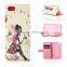 Stand Leather Case for Iphone 7 with Wallet Happiness Girl Design