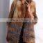 New russia ladies knitted red fox fur with silver fox fur coat