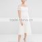 Pure white Bardot neckline Off-shoulder knee-lenght hot selling dress Lace pleated mesh Maternity Dress