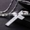 Latin American Style Pendant Jewelry Silver Cross Engraved Character JESUS Stripe Titanium Steel Pendant Chain Necklaces