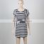 women dress casual black and white stripe dress slim dress short sleeve plus size cheap price