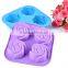 4 Cavities Silicone Rose Shaped Cake Molds