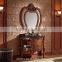 High quality natural marble antique solid wood bathroom cabinet with apple mirror WTS1607