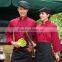 Custom made dark red shirt and black pant /apron Chef Uniforms restaurant waiter long sleeve work sets