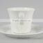 180cc 6oz Plain White Fancy Antique Coffee Cups And Saucers Sets Logo Decal Printing