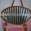 New Style! Wheat Straw Women Handbag With Stripe Lining PU Handle and Tassels