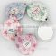 Pu leather folding pocket mirror with flowers