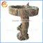 Natural wooden color Concrete Garden Bird Bath for Garden Decor