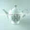 stock cheap plain white ceramic tea pot with hollow-out design