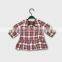 Children high Quality Girls Frocks Design top cotton yarn dyed check dress with brown bow on neck baby girls top