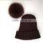 Myfur Top Quality Men Winter Wool Beanie Hat with Detachable Fox Fur Pom Pom