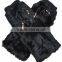 YR704 Sheep Lamb Curly Warm Fur Leg Warmer/Black Real Fur Leg Warmer