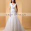 Through Court Train V-neck bridal gown Charmeuse with Appliques Beading Button Wedding dress P051