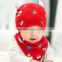 spring new design 2pcs/lot ox horn infant cotton caps with bibs
