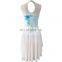 NT16092 New arrival white mesh and light blue snow printing overlay costumes dresses for women and adult, dancewear leotards