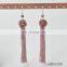 Magenta Glass Beaded Tassel Earrings