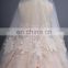 Hot SHMY-W0054 Guipure lace Appliqued Handmade Flowers Strapless Pink Puffy Princess Ball Gown Wedding Dress