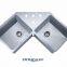 304 stainless steel double bowls handmade corner sink(HA334)