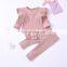 Spring and autumn 2020 baby solid color long sleeve anti stripe flying sleeve Romper pants candy color two piece set