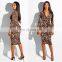 Sexy leopard dress printed zipper belt dress  sexy dress for party