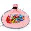 wholesale cheap polyester fabrics large kids outdoor children play game mat foldable canvas toy storage basket