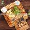Hot Sale Bamboo Cheese Board with One Drawer and 4 Cheese Knives Set for Kitchen