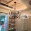 Retro French Chandelier White Distressed Wood Rust Metal Arms Candle Style Chandeliers 6 Lights for Living Dining Room