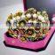Luxury Bridal Antique Silver Flowers Pearl Stretch Cuff Bracelet