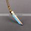 Fashion angel aura quartz point pendant, opal plated blue crystal healing crystal charms pendant