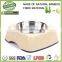 natural bamboo fiber pet bowl with non steel bowl, bamboo fiber pet dog feeder pot