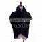 QD81003 Fashion Ladies Knitted Mohair Shawl Cape With Raccoon Fur Collar For Woman Winter Shawl