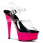 Latest Ladies Sandal Design Wholesale Dance Shoes Platform High-Heeled Shoes Elegant Pink Heels Shoes Sexy PU Pump Sandals