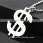 Big dollar symbol pendant bead chain for men 316L Stainless Steel necklace wholesale