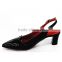 5cm low heel shiny black women closed toe sandals